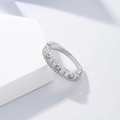 S925 silver double-row ring with baguette and round cubic zirconia stones in silver finish - Style 0902 White Gold