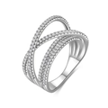 Elegante S925 sterling zilveren gelaagde ring met micro-pave zirkonia steentjes - US 6 / Witgoud