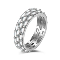 Elegant sterling silver double row baguette cut zircon ring with minimalist openwork design - US 6 / White Gold