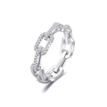Modern S925 sterling silver chain ring with micro-paved cubic zirconia diamonds - US 6 / Silver