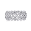 Anello largo a fascia in argento S925 a forma di V con pavé di zirconi cubici brillanti - US 6 / Argento