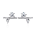 Pendientes asimétricos de plata S925 con circonitas en corte oval y de gota - Plata 925 / Plateado