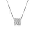 Elegante collana a cilindro in argento sterling S925 con pavé di micro zirconi bianchi - Argento 925 / Bianco