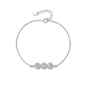 S925 Sterling Silber Armband mit floralem Diamantmotiv und Herzanhänger in eleganter Optik - 925er Silber / Silber