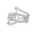 Vervlochten zilveren doornen ring met micro-pave diamanten en peervormige edelsteen - US 6 / Zilver