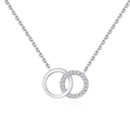 S925 sterling zilveren ketting met dubbele cirkels en fonkelende zirkonia stenen - 925 zilver / Zilver