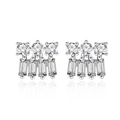 Orecchini a perno in argento S925 con zirconi a taglio baguette e rotondo - Argento 925 / Bianco