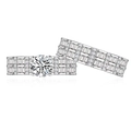 Luxe S925 sterling zilveren ringenset met ronde moissaniet en vierkante diamanten - US 6 / Zilver