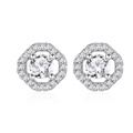 Elegant S925 sterling silver halo stud earrings with round cut diamond-like stones - 925 Silver / Silver