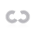 Sparkling S925 sterling silver sunflower earrings with full pave cubic zirconia accents - 925 Silver / White