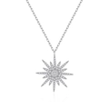 Collar brillante de plata de ley 925 con colgante de estrella solar y piedras de circón - Plata 925 / Plateado