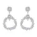 Orecchini pendenti in argento S925 con zirconi brillanti e design raffinato a schegge - Argento 925 / Bianco