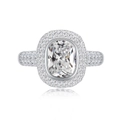 Luxe S925 sterling zilveren ring met vierkante steen en schitterende zetting - US 6 / Zilver