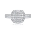 Elegante anello quadrato in argento sterling S925 con micro pavé di diamanti sintetici - US 5 / Bianco