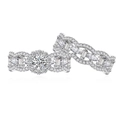 S925 sterling silver halo wedding ring set with micro-paved cubic zirconia accents - US 6 / Ring Set
