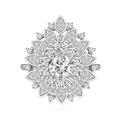 Elegante anello con diamanti a grappolo a forma di pera in argento sterling 925 da donna - US 6 / Bianco