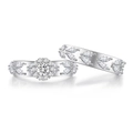 Elegante conjunto de anillos de flores en plata S925 con brillantes piedras marquise - US 6 / Plateado