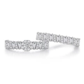 Set di anelli nuziali in argento con zirconi cubici a taglio radiante e design a gradini - US 6 / Bianco