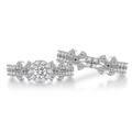 Anillo de flor en plata de ley S925 con circonitas redondas y en forma de pera - US 6 / Plateado