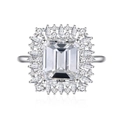 Rectangle cut S925 sterling silver ring with emerald cut cz and marquise stones - US 6 / Silver