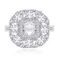Luxury S925 sterling silver square cz ring with brilliant step-cut main stone - US 6 / White