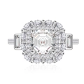 Luxurious 925 sterling silver ring with emerald cut center stone and baguette side diamonds - US 6 / Silver