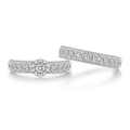 Luxurious S925 sterling silver bridal ring set with sparkling pave-set zircons on white base - US 6 / Silver