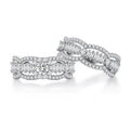 Elegant S925 sterling silver wave ring set with micro-pave diamonds and woven texture - US 6 / Silver