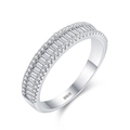 Prachtige S925 sterling zilveren ring met baguette geslepen stenen en micro-pave diamanten - US 6 / Alleen Zijring (Zonder Hoofdring) (KR-0983)