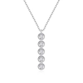 Elegante collar de plata de ley 925 con cinco piedras preciosas redondas verticales - Plata 925 / Blanco