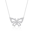 Collana con ciondolo a farfalla traforata in argento 925 e zirconi cubici scintillanti - Argento 925 / Argento