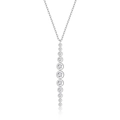 Halskette aus S925 Sterlingsilber mit langem Quasten-Anhänger aus runden Zirkonia-Steinen - 925er Silber / Weiß