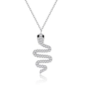 Collana con ciondolo a serpente in argento sterling S925 con cristalli scintillanti - Argento