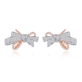 Orecchini a perno a fiocco in argento S925 con placcatura bicolore e pavé di zirconi cubici - Bicolore (Argento e Oro Rosa)