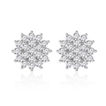 Pendientes de plata S925 con forma de copo de nieve y baño de oro blanco - Stud aretes