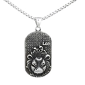 Close-up of vintage Leo zodiac pendant with lion relief and black crystal pavé - Cancer Pendant