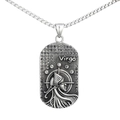 Collier signe Vierge en argent avec pendentif gravé et chaîne vénitienne sur fond blanc - Pendentif Vierge