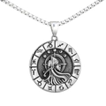 Collier vintage en acier inoxydable avec pendentif zodiaque et relief sur chaîne box - Pendentif Vierge Seul (Sans Chaîne)