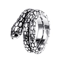 Anillo de serpiente vintage de acero de titanio con textura de escamas y acabado plateado - US 7 / Color Acero