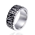 Anillo ancho vintage de acero inoxidable 316L con letras HEARCHANG en relieve - US 7 / Color Acero