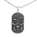 Pendentif Balance en métal argenté avec cristaux noirs et chaîne à mailles - Pendentif Balance