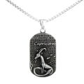 Pendentif Capricorne rectangulaire argent vintage avec détail de chèvre en relief sur chaîne - Pendentif Capricorne