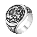 Anillo de sello vintage para hombre con relieve de toro y acabado estilo punk retro - US 7 / Color Acero
