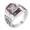 Men's titanium steel Walton Tigers 1973 championship ring with red square stone - Steel-Red
