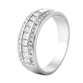 Minimalist double-layer zirconia titanium steel ring with sparkling square crystal stones - US 7 / Double Layer Pave Style