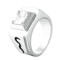 Dettaglio di un anello vintage da uomo con zircone quadrato e motivo a serpente - US 7 / Acciaio (Stile Quadrato)
