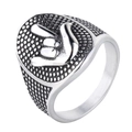 Anello retrò hip-hop in acciaio inossidabile con rilievo gesto rock e vista a 45 gradi - US 7 / Color Acciaio