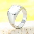 Vintage silver signet ring with white stone inlay on a natural stone base background - US 7 / Silver White