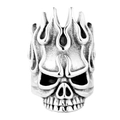Anello da uomo in acciaio inossidabile con teschio e fiamme in stile punk gotico - US 7 / Color Acciaio