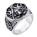 Anillo retro de acero inoxidable para hombre con calavera y símbolos masónicos - US 7 / Color Acero
